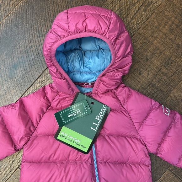 NWT LL Bean Infants' Ultralight 650 Down Bunting in Pink - Picture 3 of 8